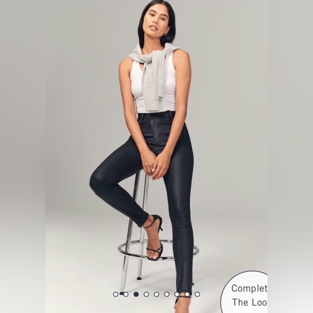 Abercrombie & Fitch Super Skinny Ankle High Rise Coated Jeans
